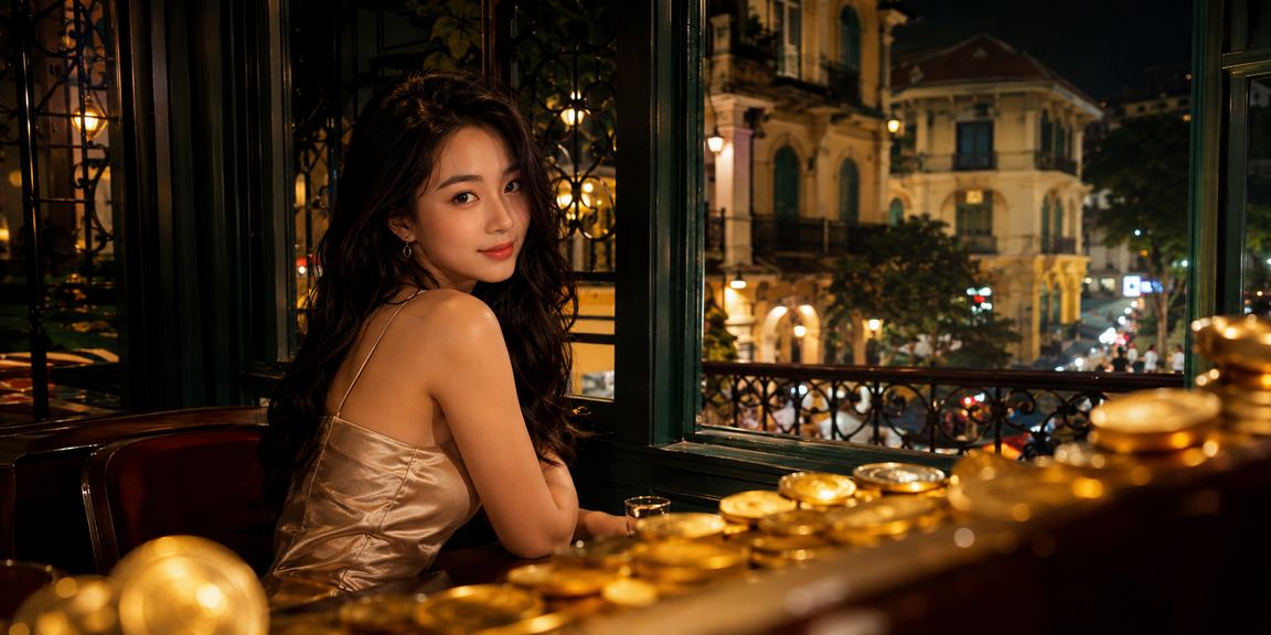 Người dùng VIP tại Hà Nội ngồi cà phê và dùng điện thoại truy cập nền tảng thưởng và cá cược f23